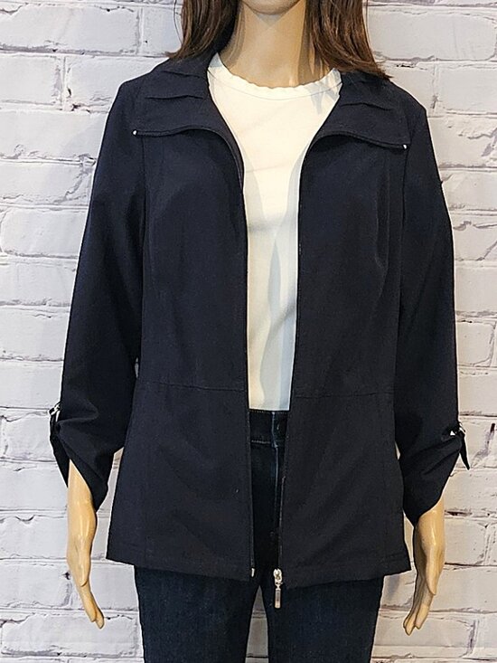 CLEO - Navy zipper front lightweight jacket - Picture 4 of 11
